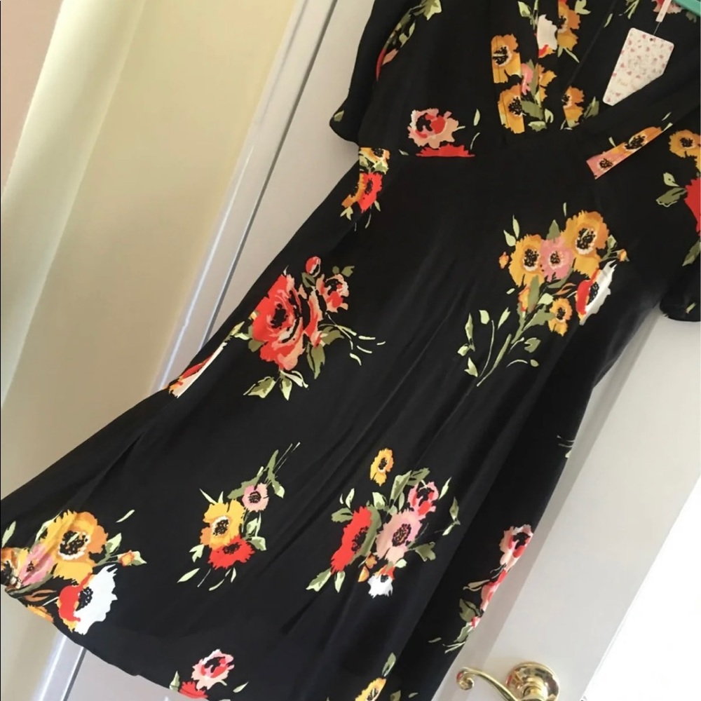 New Free People black floral mini dress